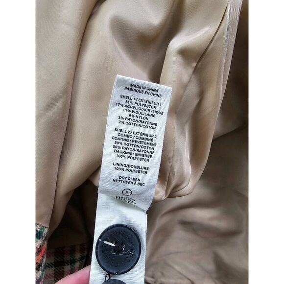 ANTHROPOLOGIE x AVEC LES FILLES Relaxed Plaid Wool Blend Blazer XL Patches - Picture 8 of 12